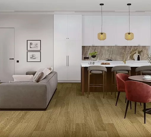 Кварцвиниловая плитка SPC Damy Floor 190902EL-07F Дуб Золотой