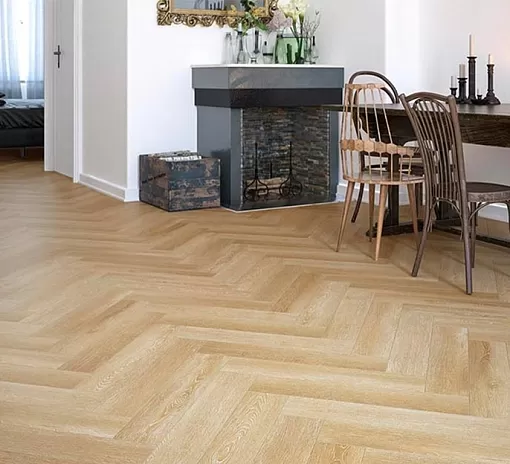 Каменно-полимерные полы с подложкой FirmFit Herringbone Дуб натуральный браш 2966